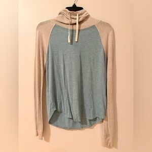 Hollister Blue and Gray Turtleneck Hoodie